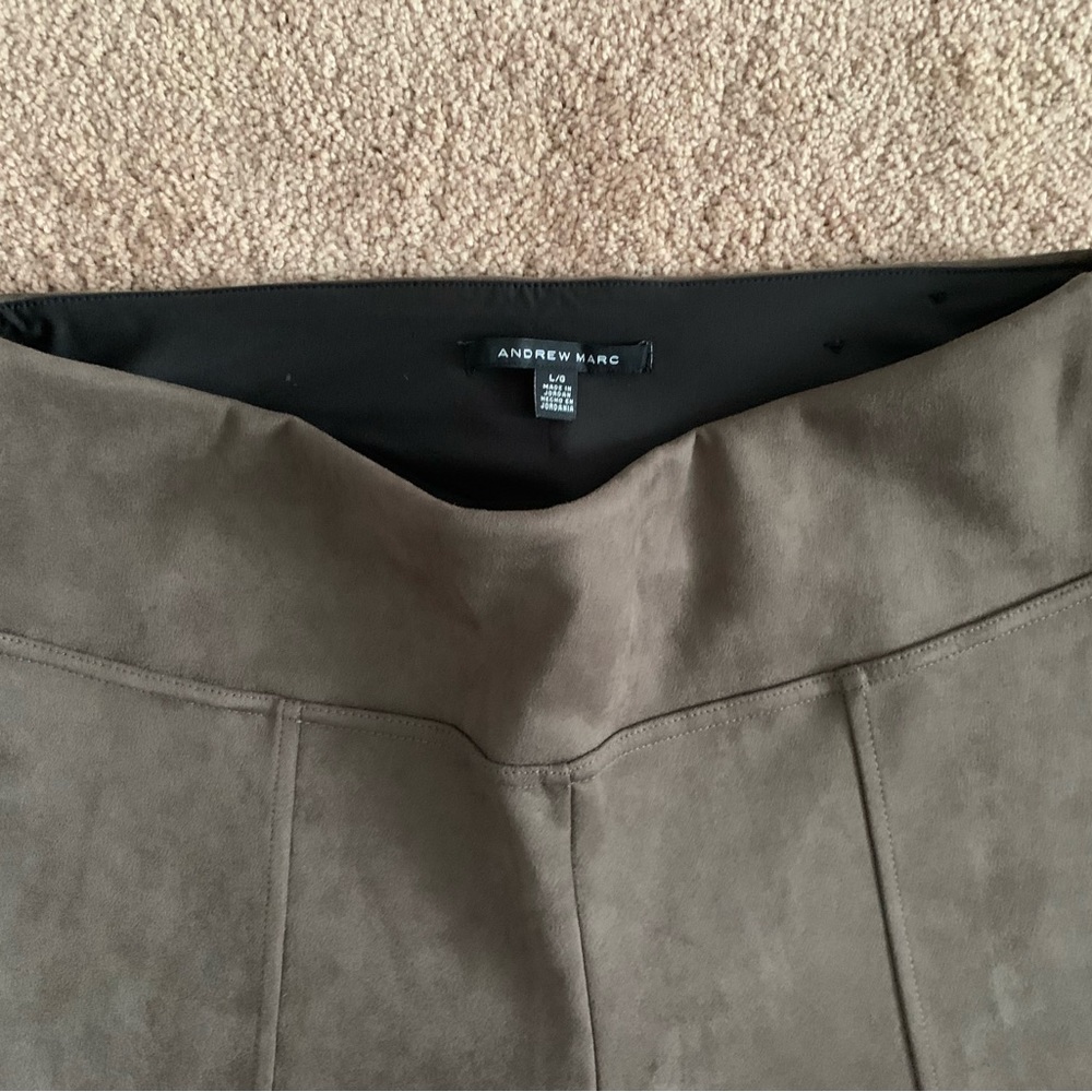 Andrew Marc Faux Suede Gray / Brown High Rise Leggings - Large - Picture 3 of 9